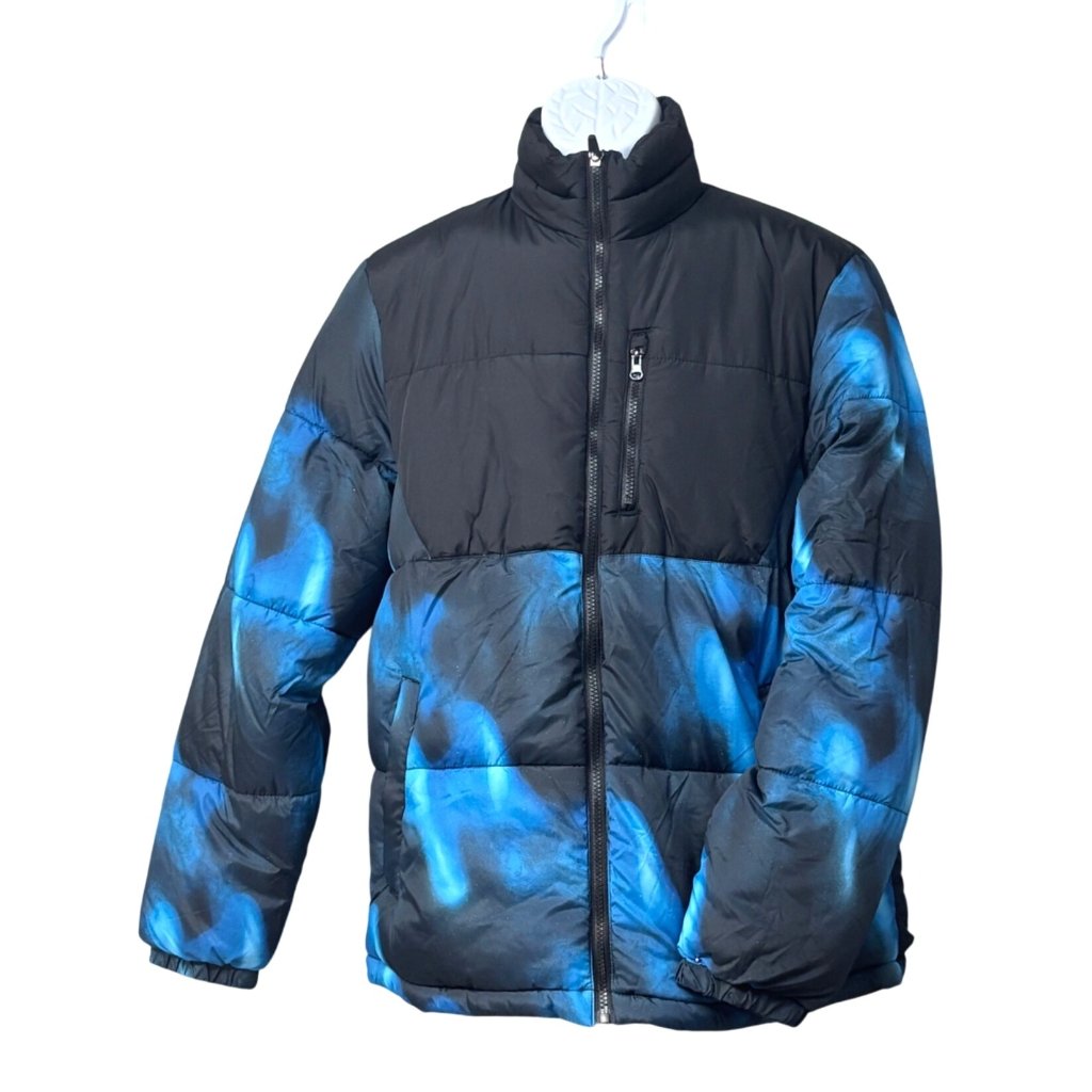 Xersion Mens Midweight Puffer Jacket Blue Black, Small